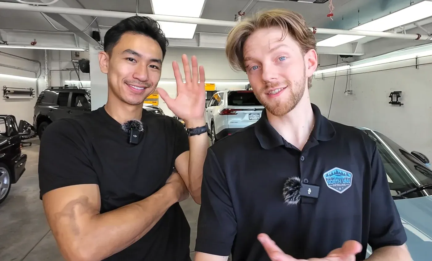 Lucas with Henry, owner of Rinse Lab, at the Rinse Lab studio